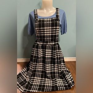 Cute plaid pinafore dress/skirt with straps elastic waist unworn
